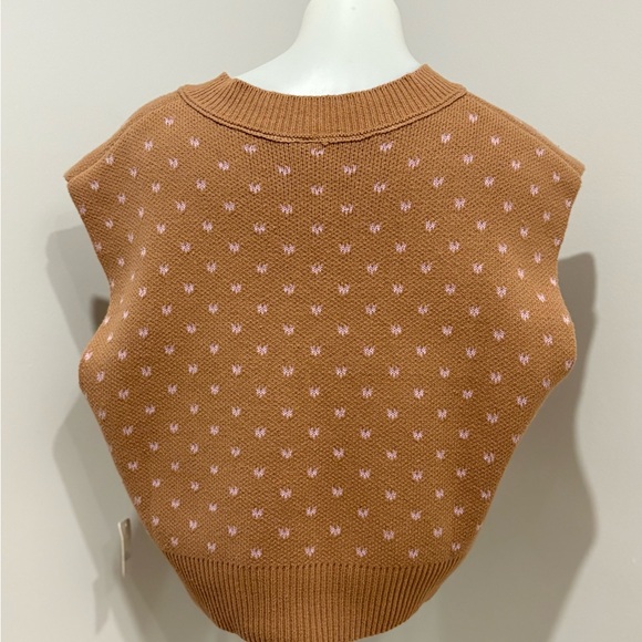 NWT Free People Over-Sized Brown and Pink V-Neck Sweater Vest - Picture 11 of 16